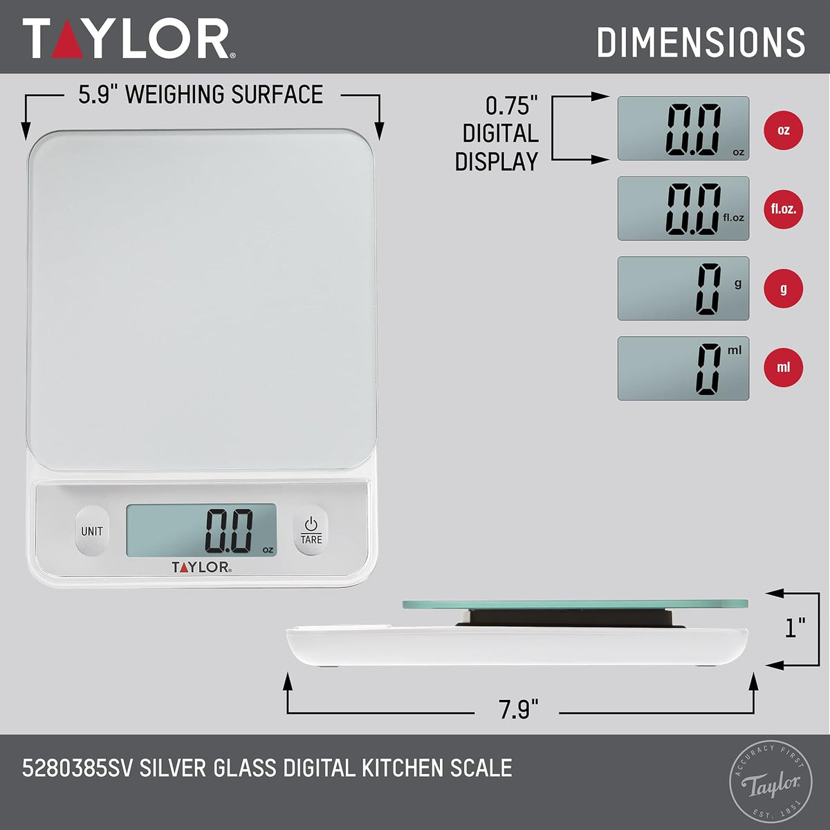 Digital Kitchen Food Scale with Silver Top - 11 lb Max Capacity