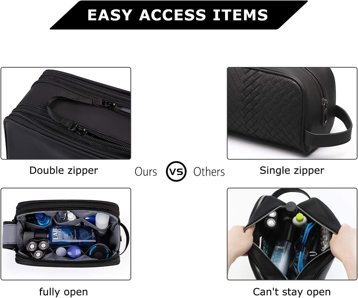 Toiletry Bag for Men, Travel Toiletry Organizer Dopp Kit Water-resistant Shaving Bag for Toiletries Accessories, Door