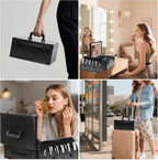 Makeup Extra Large 15 inches Case with Lighted Mirror – Cosmetic Organizer with Adjustable Dividers, Magnetic LED