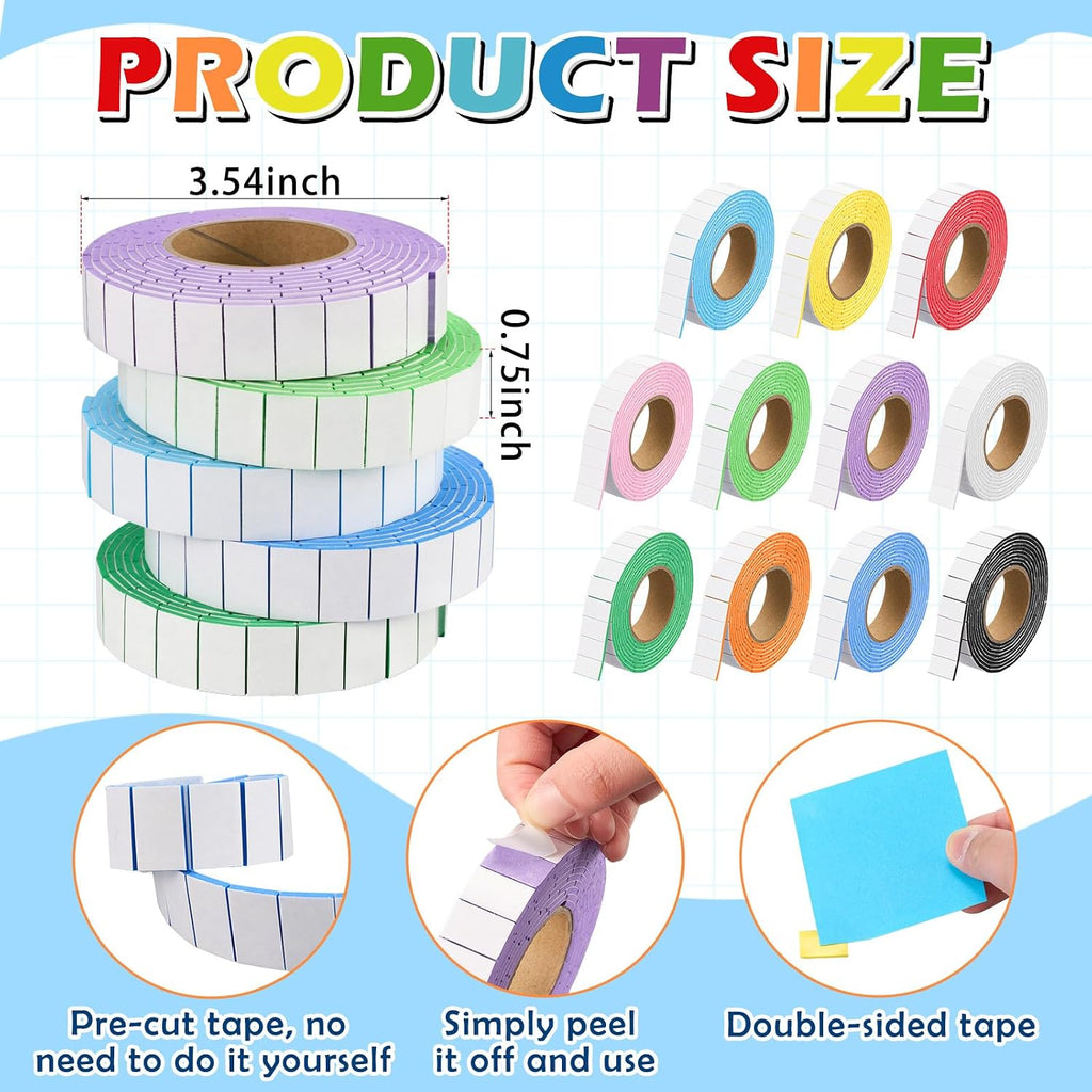 11 Roll Precut Double Sided EVA Foam Tape Colorful Tape Squares