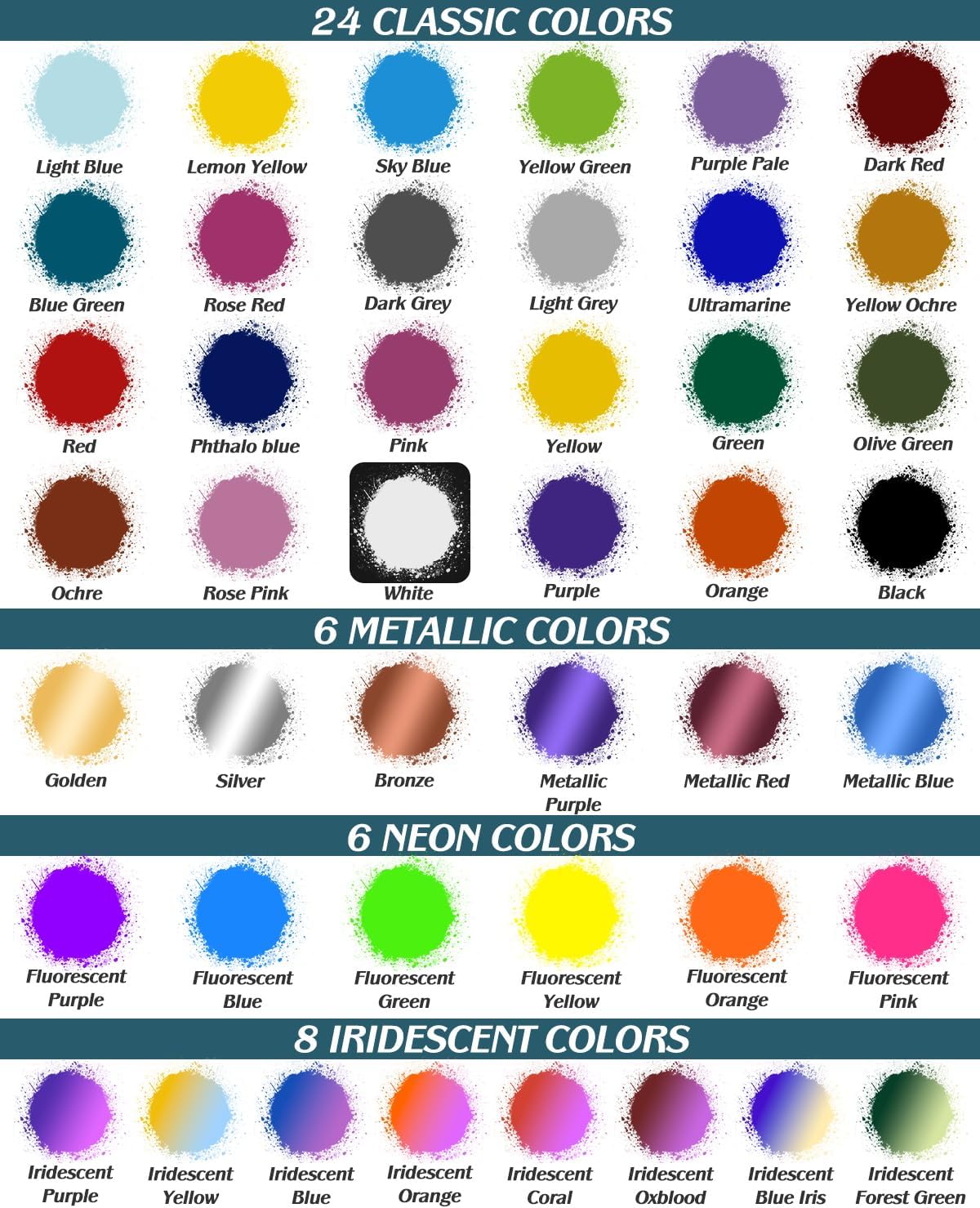 Airbrush Paint, 44 Colors with 6 Thinner for Models & Crafts | Water-Based, Ready to Spray, Acrylic Air Brush Paints