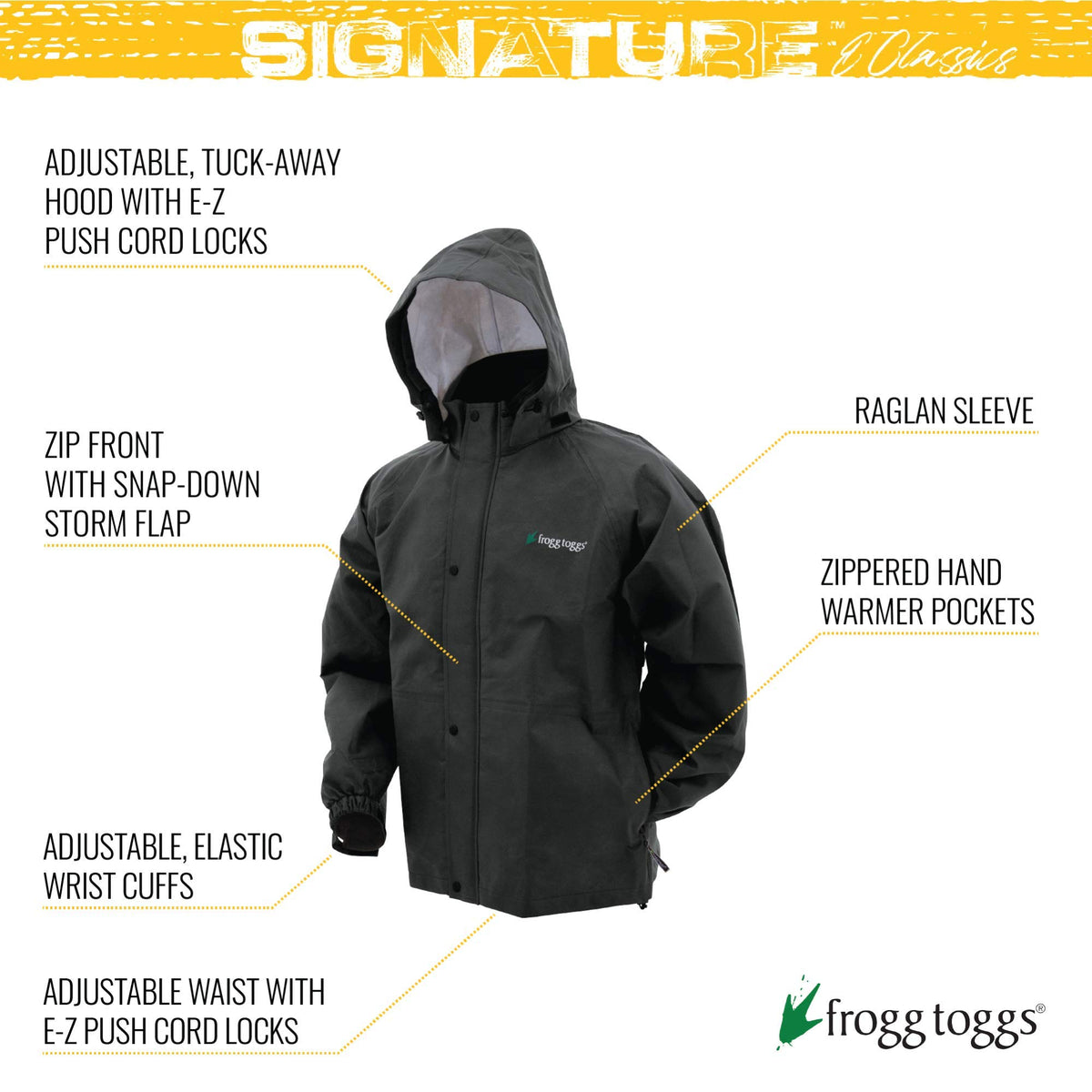 Men's Bull Frogg Rain Jacket,Black,X-Large