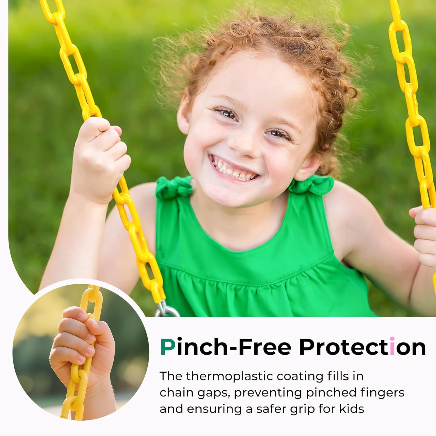 Toddler Swing, Baby Swing Outdoor –High Back Full Bucket Swing Set, 330lb Capacity, Safety Design, Plastic-Coated