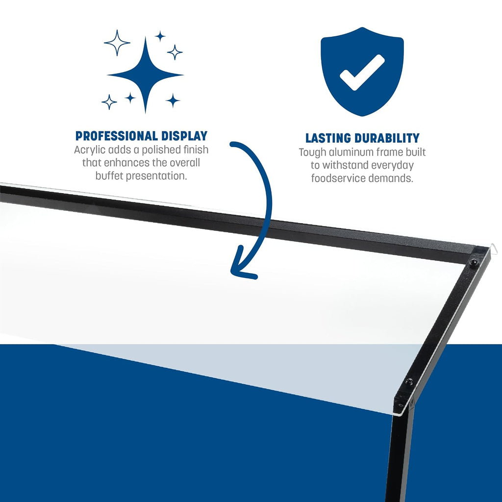 Buffet Bar Adjustable Sneeze Guard for Catering, Buffets, Restaurants, Plastic, 48 x 12.44 x 32 Inches, Black