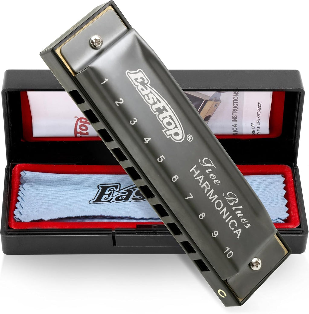 Deluxe Harmonica Key of C, 10 Holes 20 Tones Mouth Organ Diatonic Blues Harmonica For Adults, Beginners