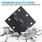 18 Pack Matte Black Door Hinges 3.5 x 3.5 Inch with Square Corners