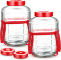 2 Pcs 5 Gallon Glass Jar with Airlock Lid Large Storage Glass Jars Wide Mouth Carboy Fermentor with Carrying Harness