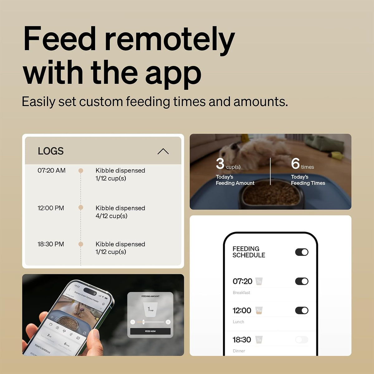 Automatic Cat Feeder with Camera, 1080P HD Video with Night Vision, 5G WiFi Pet Feeder with 2-Way Audio, Low Food &