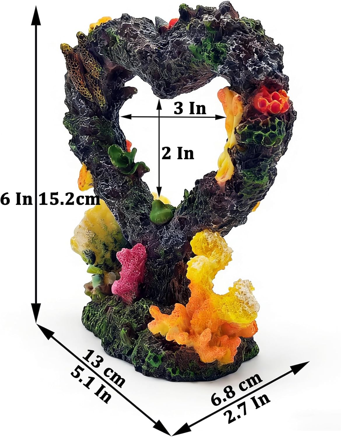 Heart Shaped Aquarium Coral Ornament, Resin Fish Tank Decoration