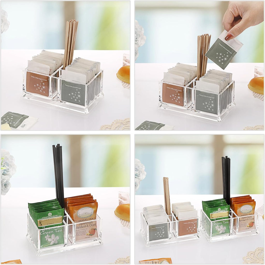 2 Pack Sugar Packet Holder, Acrylic Sugar Bowl for Restaurant