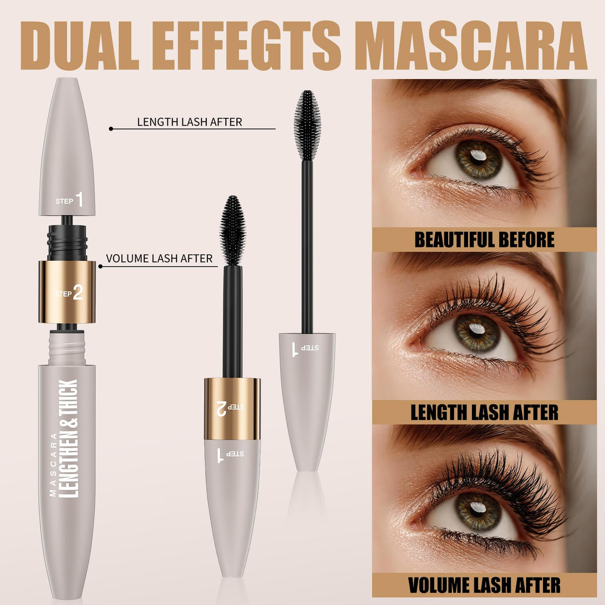 Black Tubing Mascara & Liquid Eyeliner Set for Older Women 60 Plus