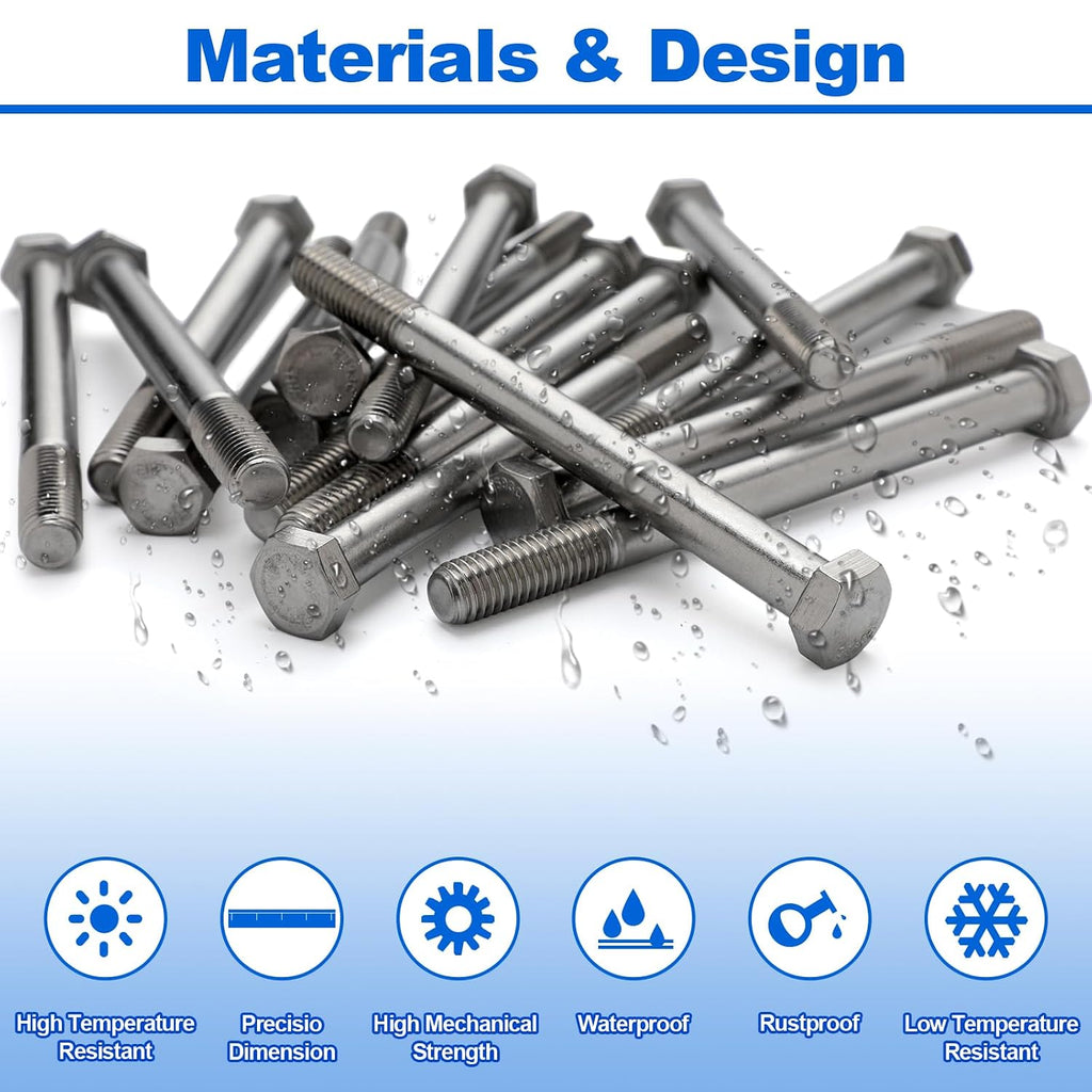15 Pack 1/2-13 x 6'' Hex Head Cap Screw Bolt 304 Stainless Steel