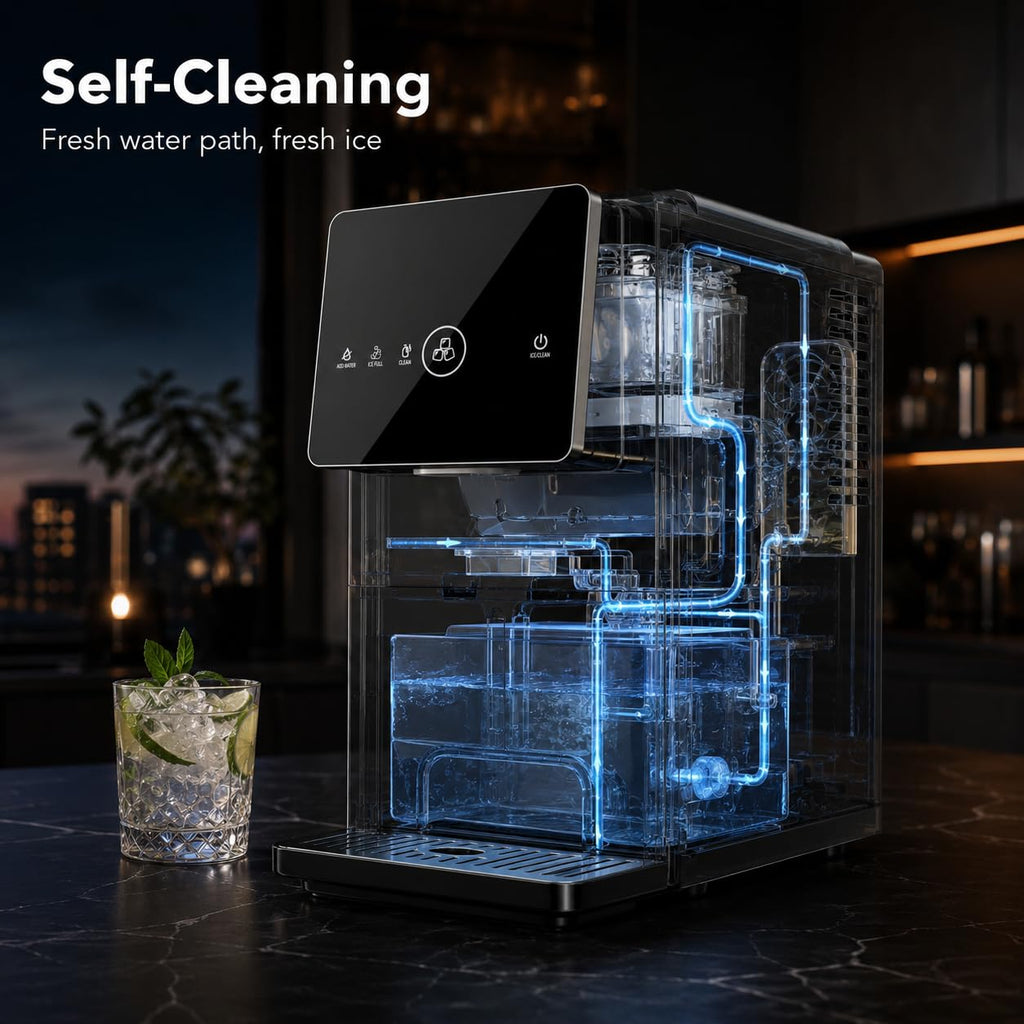 Nugget Ice Maker Countertop, 33LBS/24H Ice Machine with Soft Chewable Ice, One-Click, Self-Cleaning Function