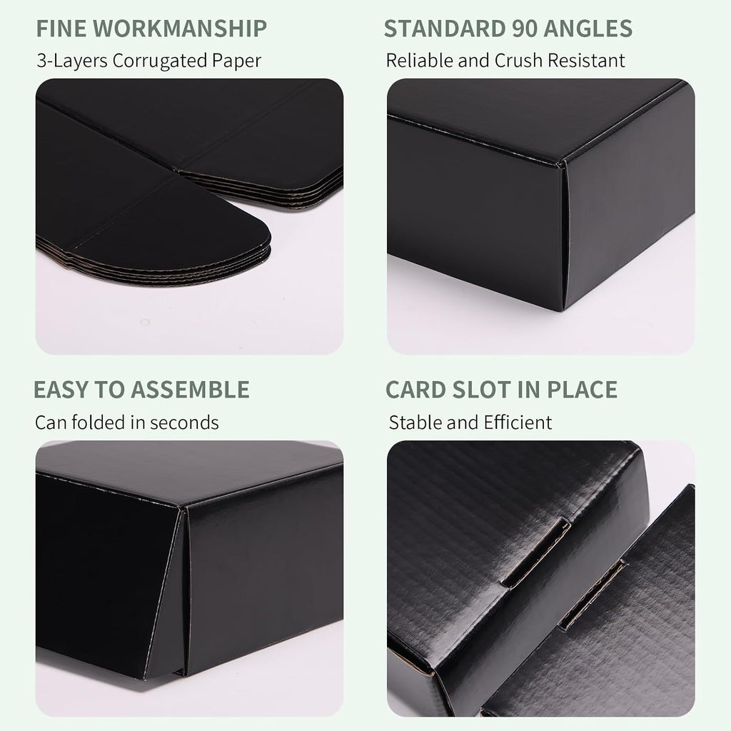 40 Pack 6x4x3 Black Shipping Boxes, Small Cardboard Mailer Boxes for Small Business Shipping Packaging