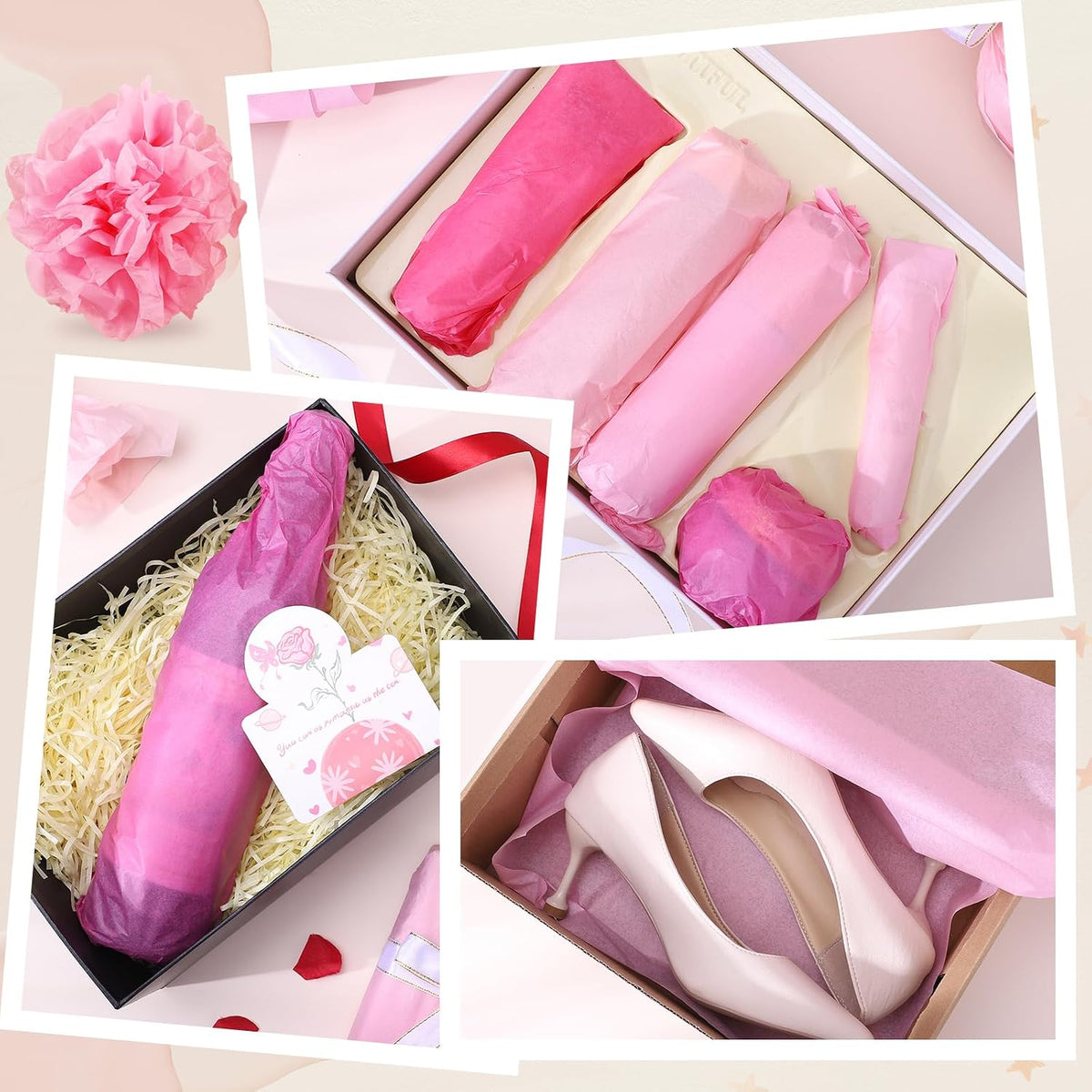 160 Sheets Pink Tissue Paper for Gift Bags 20 X 14 Inches