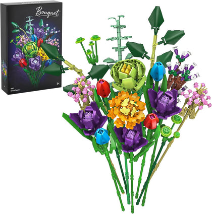 Flowers Bouquet Building Set for Adults Women Teen Girls Ages 14+