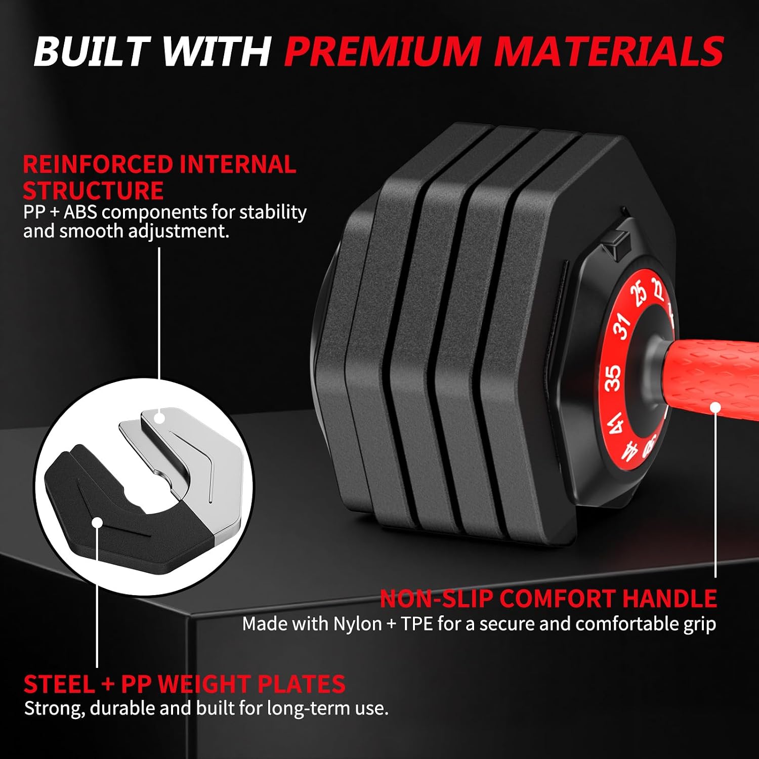 Adjustable Dumbbell Set Pair 25 lb or 50lb,10-in-1 Free Weight | 1-Second Dial Weight Adjustment,Space-Saving Design