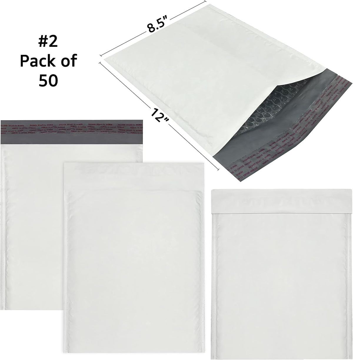 Poly Bubble Padded Mailer, 50-Pack, #2-8.5" x 12"