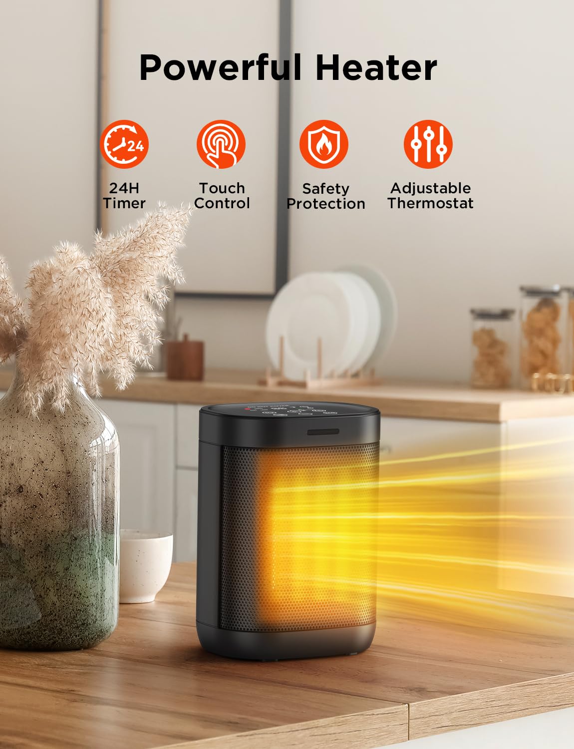 1500W Fast Ceramic Space Heater, 24H Timer Indoor Heater