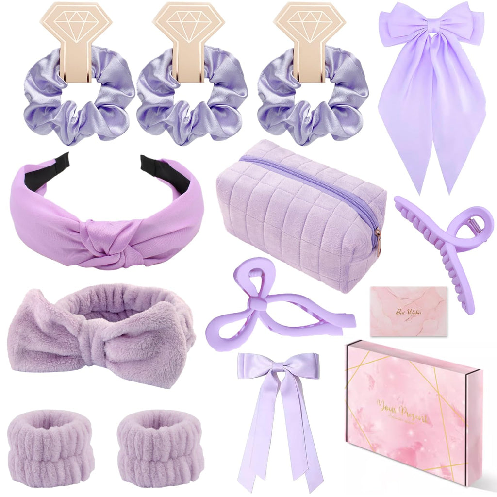 Spa Headband and Wristband Set Top Knotted Headbands Silky Satin Hair Bows Bows Hair Clip Big Hair Claw Clips
