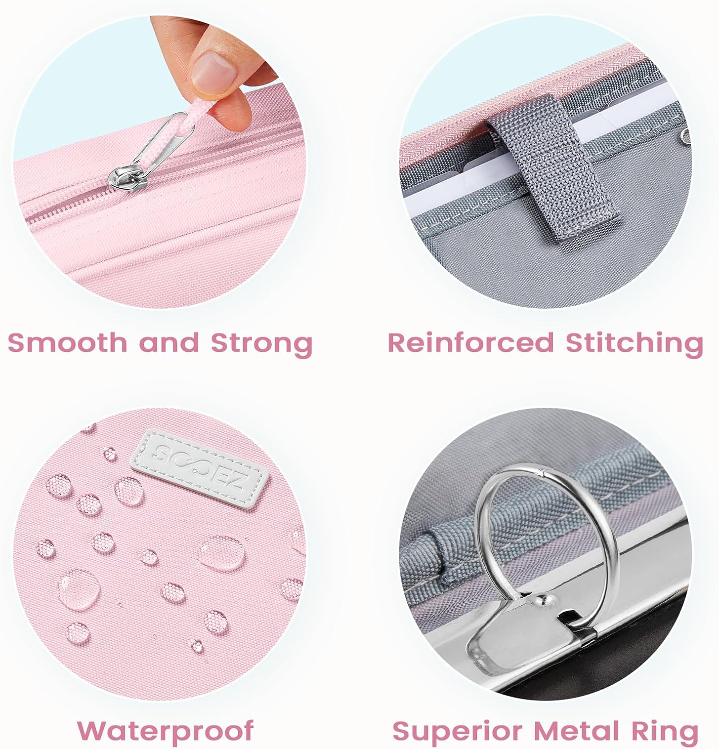 Zipper Binder Bag, 1 Inch Binders 3 Ring O-Ring, 5-Tab Divider Folder | Expanding File Folder, 500-Sheet Capacity