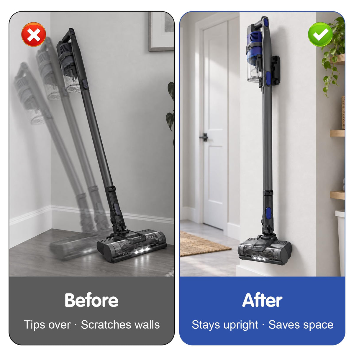Wall Mount Holder with Cable Clip for Shark Cordless Stick Vacuum