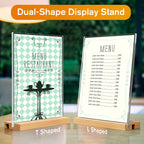 Acrylic Sign Holder with Wood Base 8.5"x11" T/L Display, 3 Pack | Easy Sign Replacement, Clear Acrylic Visibility