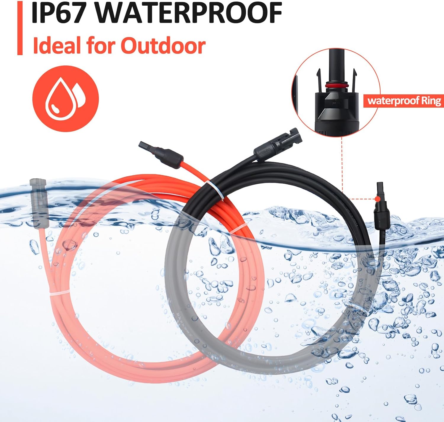 10FT 10AWG Solar Extension Cable with Female and Male Connector with Extra Free Pair of Solar Y Connector Adaptor Kit