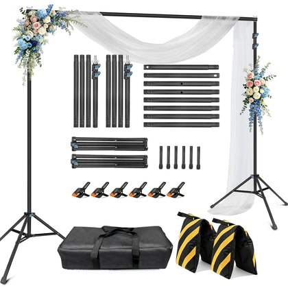 Backdrop Stand 10x8.5ft(WxH)-7 Widths Adjustable Heavy Duty Photo Studio Photography Background Stand Frame Support