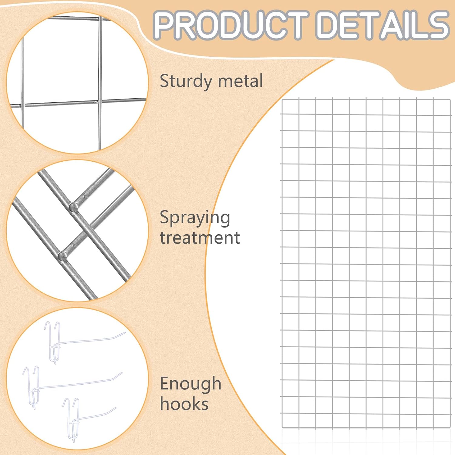 6 Pcs Commercial Grade Gridwall Panels for Display, Heavy Duty Wire Grid wall Display Rack Metal wall Mount Grid with
