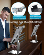 iPad Kiosk Stand, Anti-Theft Tablet POS Holder Desk Mount with Security Lock & Key, Heavy Duty Base & 360° Rotation