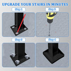 3 Step Hand Rails for Outdoor Steps Stair Handrail & Indoor Kit(2 Pack)