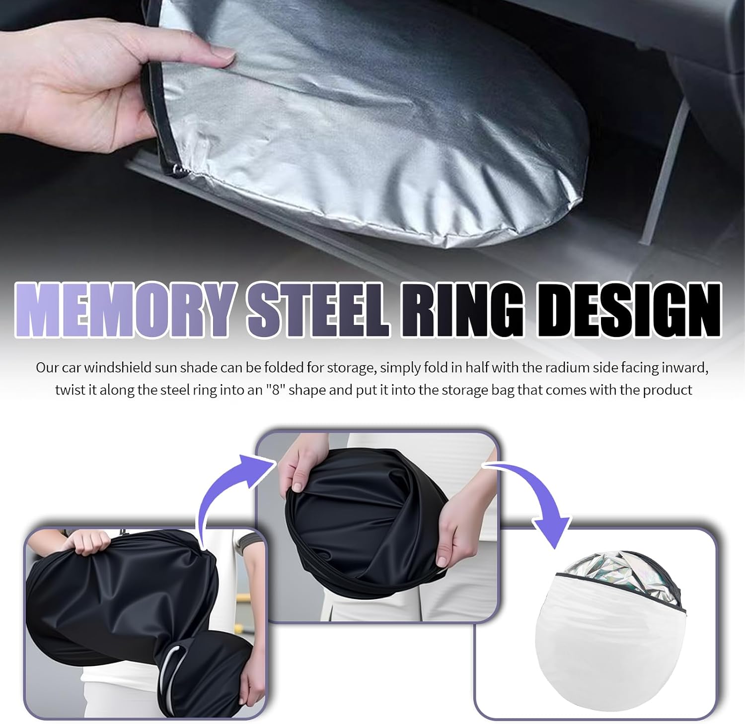 59×31 Inch Car Windshield Sun Shade,Foldable Car Sun Shade Windshield for Blocking Sunlight & Thermal,Summer