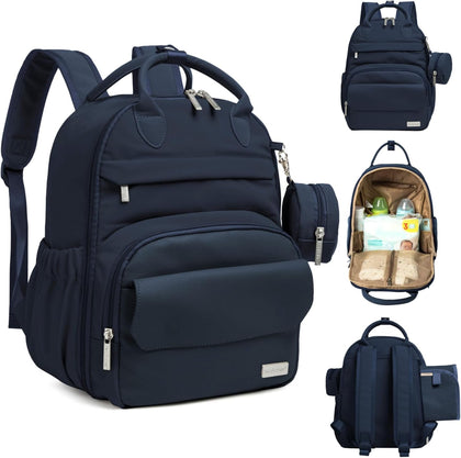 Diaper Bag Backpack - Small Multifunctional Travel Diaper Back Packs, Maternity Baby Changing Bags, 12L Capacity, PU