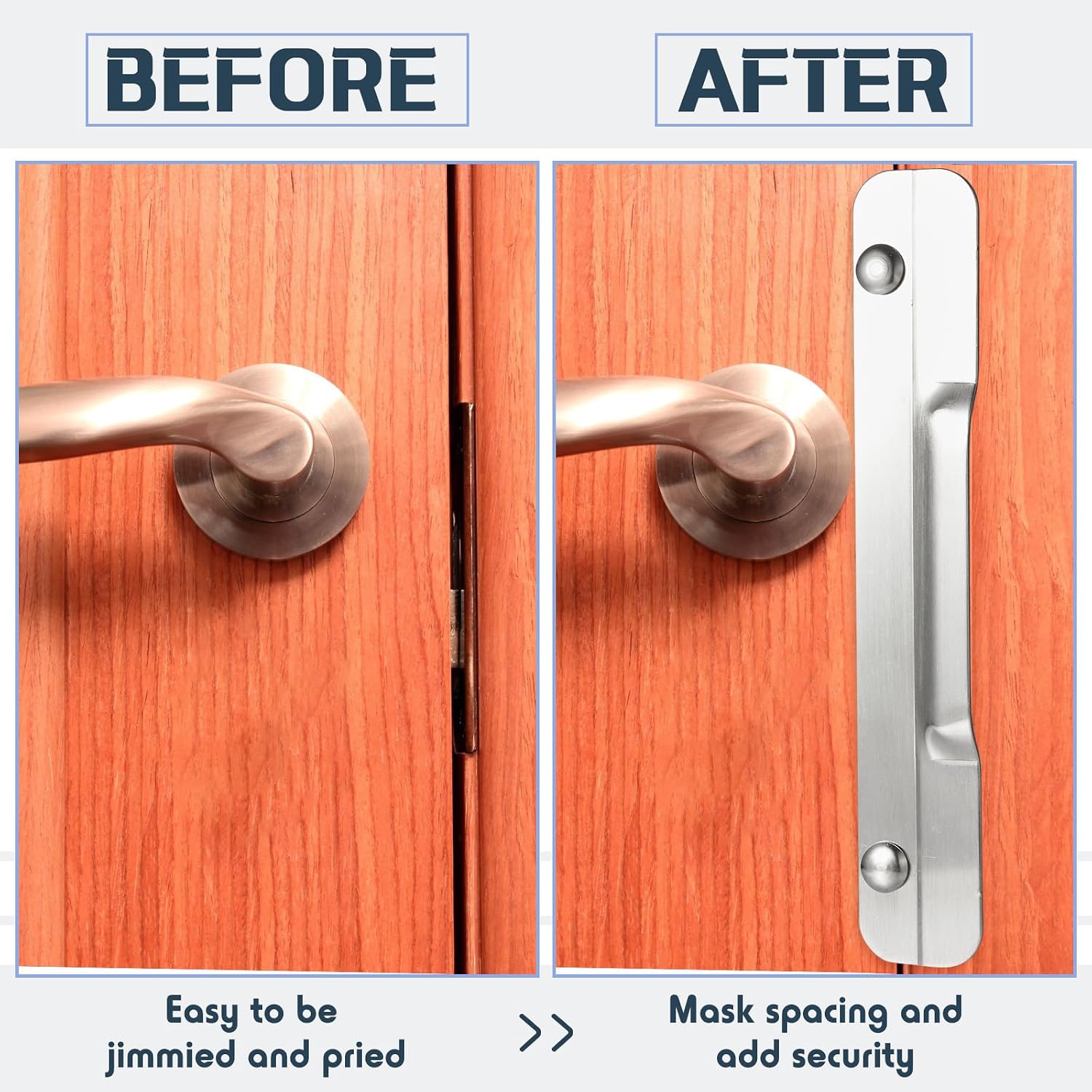 2 Pcs 1-3/4" x 10" Door Latch Guard Plate Electroplated Carbon Steel Door Lock Security Strike Plate Deadbolt Latch