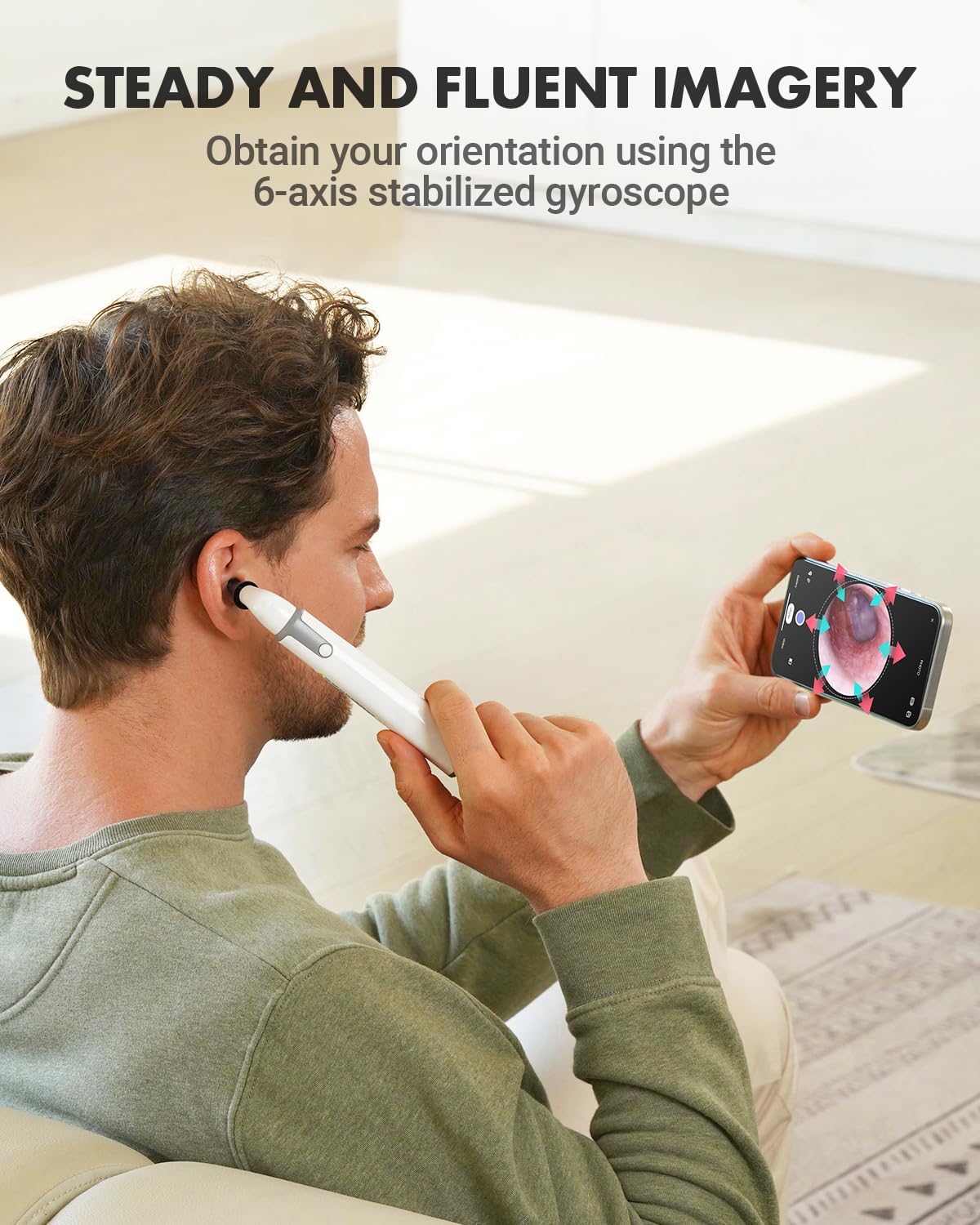 WiFi Otoscope Gyroscope, Ear Scope Camera Compatible with iPhone/Android