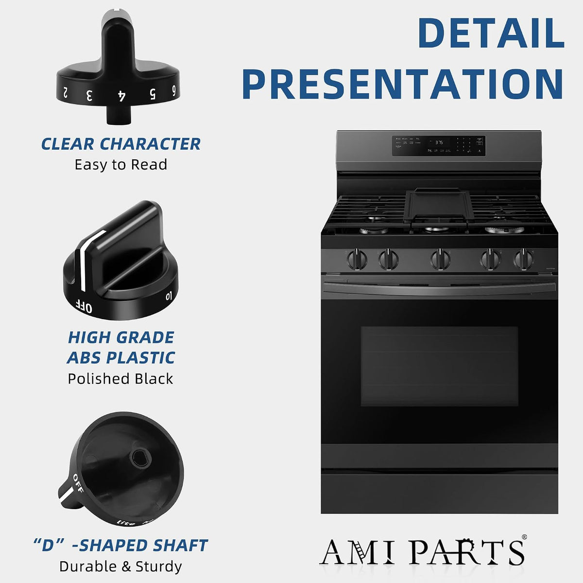 AMI PARTS 316564511 Gas Stove Knobs Replacement for Frigidaire Range Stove