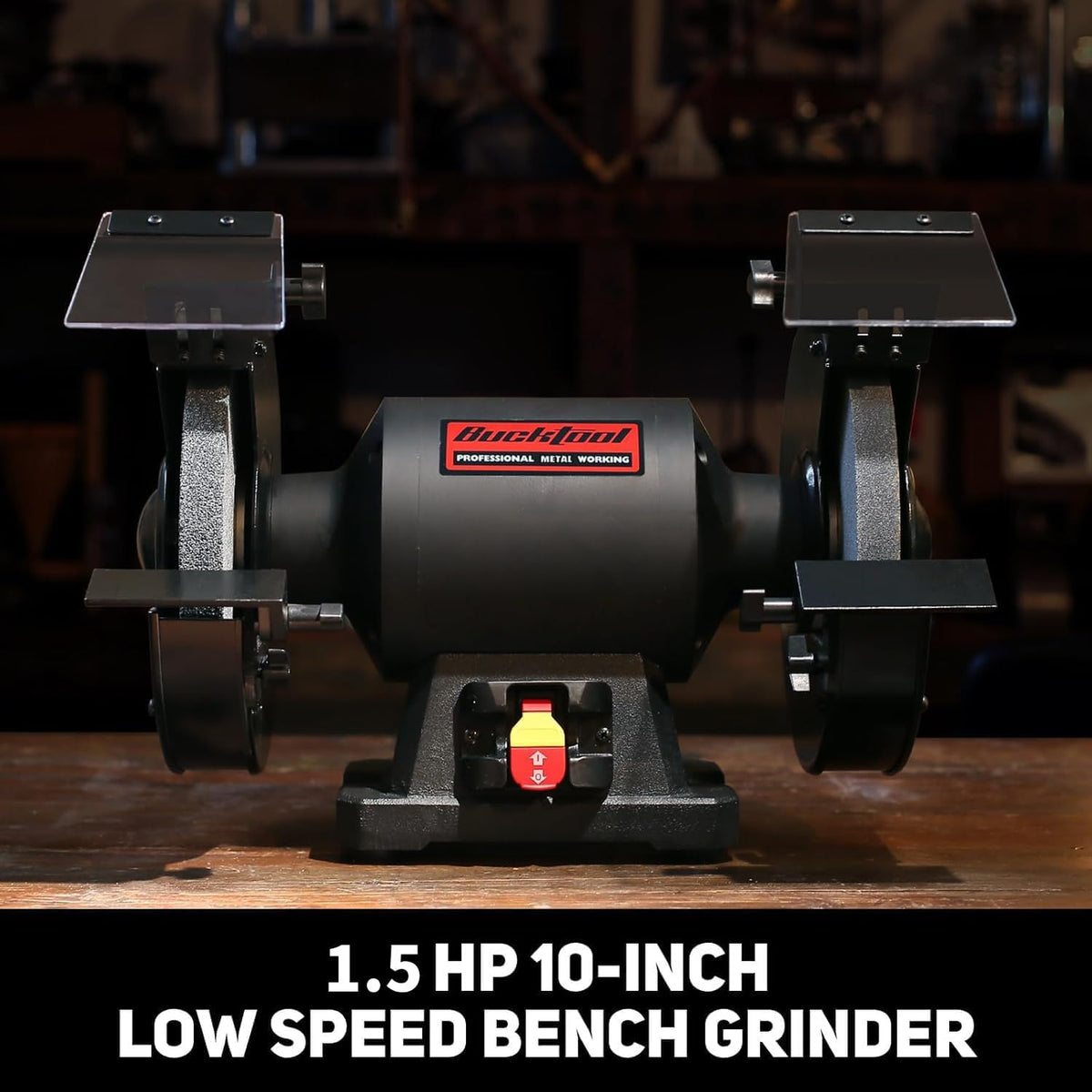 BUCKTOOL 10" 1.5HP Low Speed Bench Grinder,High Precision Wobble Free Wheel