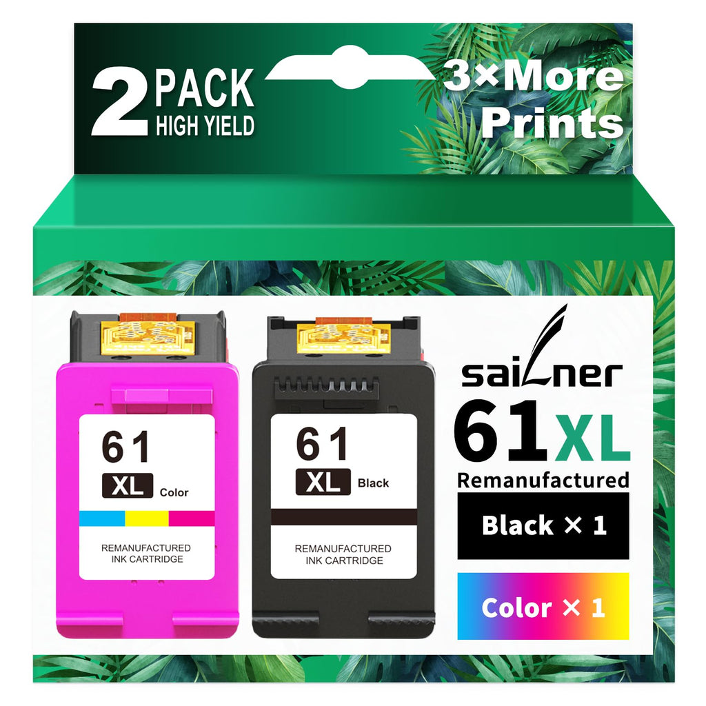 61XL Ink Cartridge Black and Color Combo Pack Replacement for HP Ink 61 2PK