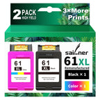 61XL Ink Cartridge Black and Color Combo Pack Replacement for HP Ink 61 2PK