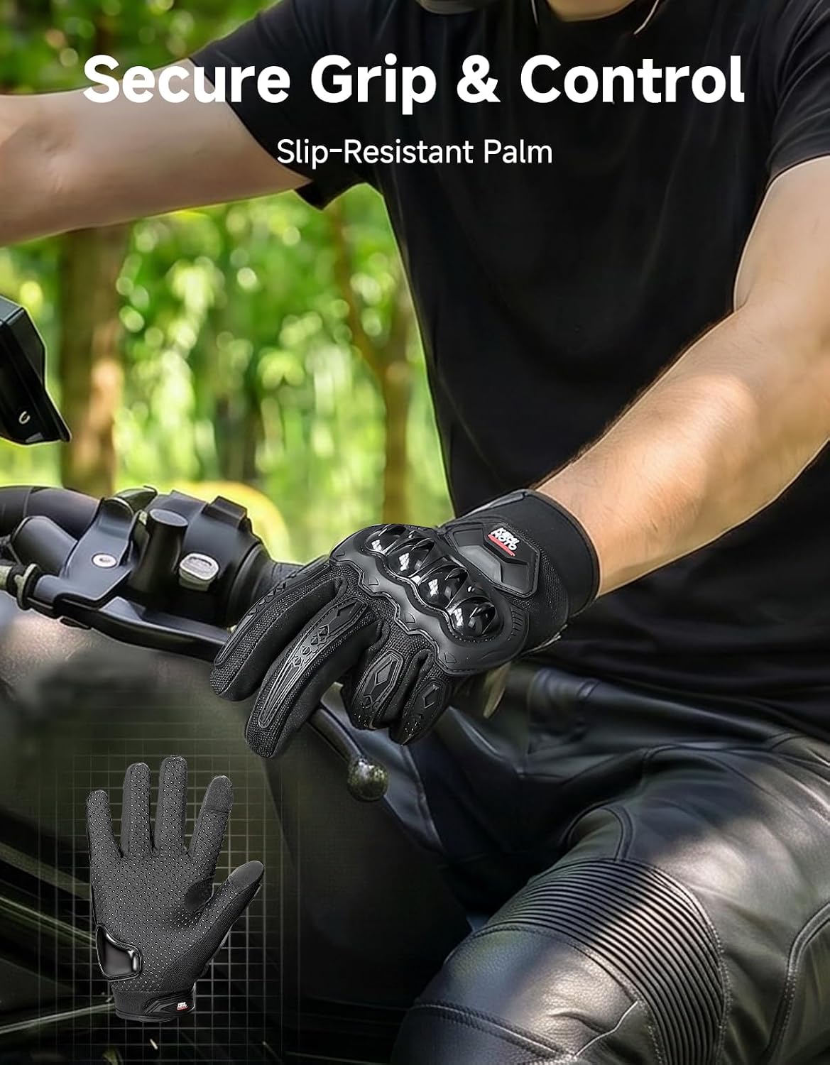Motorcycle Gloves for Men/Women, Touchscreen Dirt Bike Gloves with Shell, Anti-Slip for Motorbike, Riding, Racing