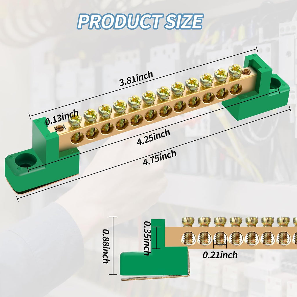 Neutral Bar, 4 Pack 12-Position Brass Terminal Block