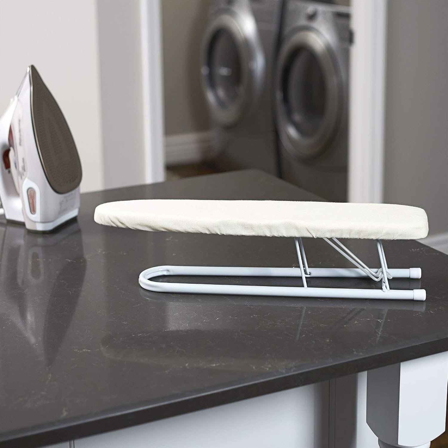 Basic Sleeve Mini Ironing Board | Natural Cover and White Finish | 4.5" x 20" Ironing Surface