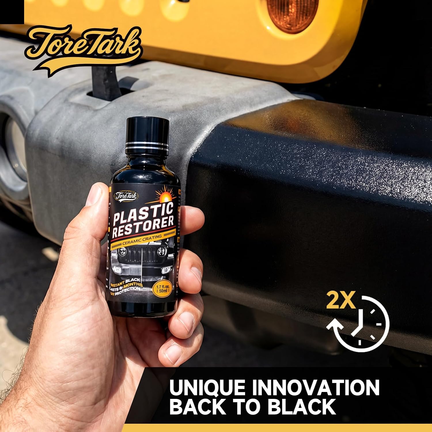 Plastic Restorer for Cars, Not a Dressing, Black Trim Restorer, Ceramic Crystal Coating Highly Concentrated, Lasting