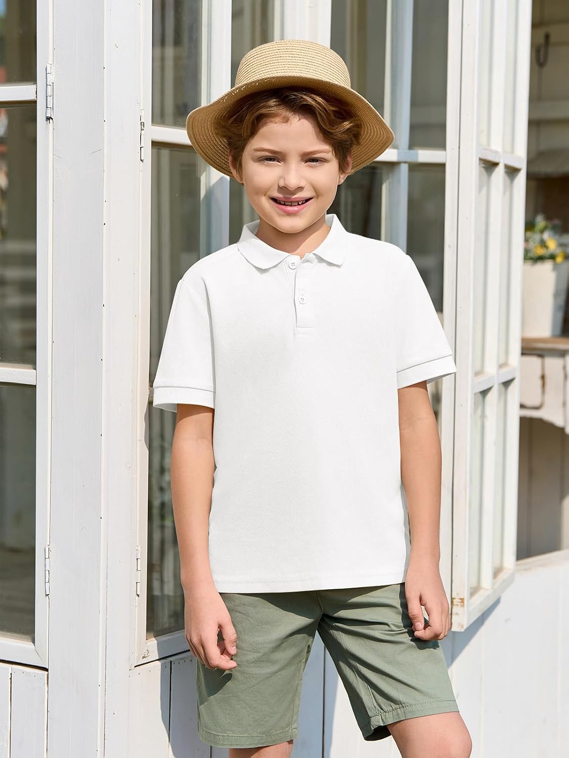Boys Short Sleeve Pique Polo Shirt School Uniform Shirts for Kids 5-14 Years