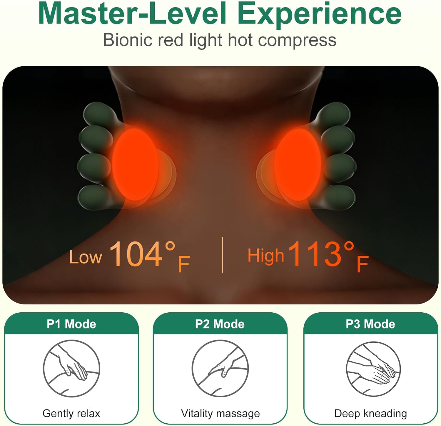 Human-Like Neck Massager with Heat for Pain Relief Deep Tissue, Cordless 4D Kneading Neck and Shoulder Massager Back