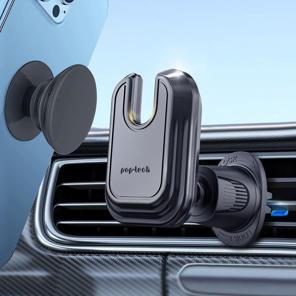 Car Vent Phone Mount for Thick Socket Grip, Air Vent Clip Phone Holder Compatible with Magsafe Wallet Black & iPhone