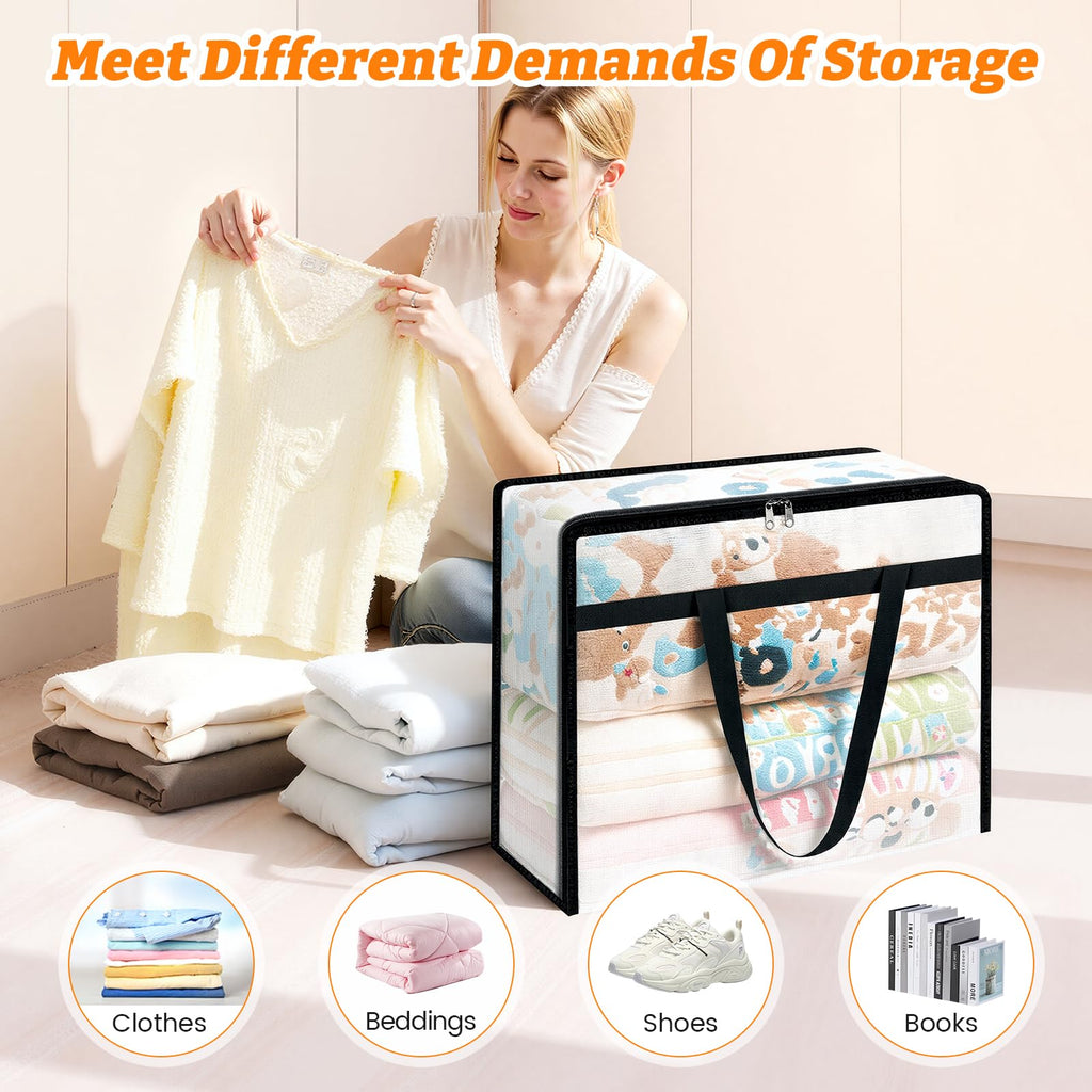 Moving Bags 60L 8PCS, Clear Clothes Storage Under Bed Storage
