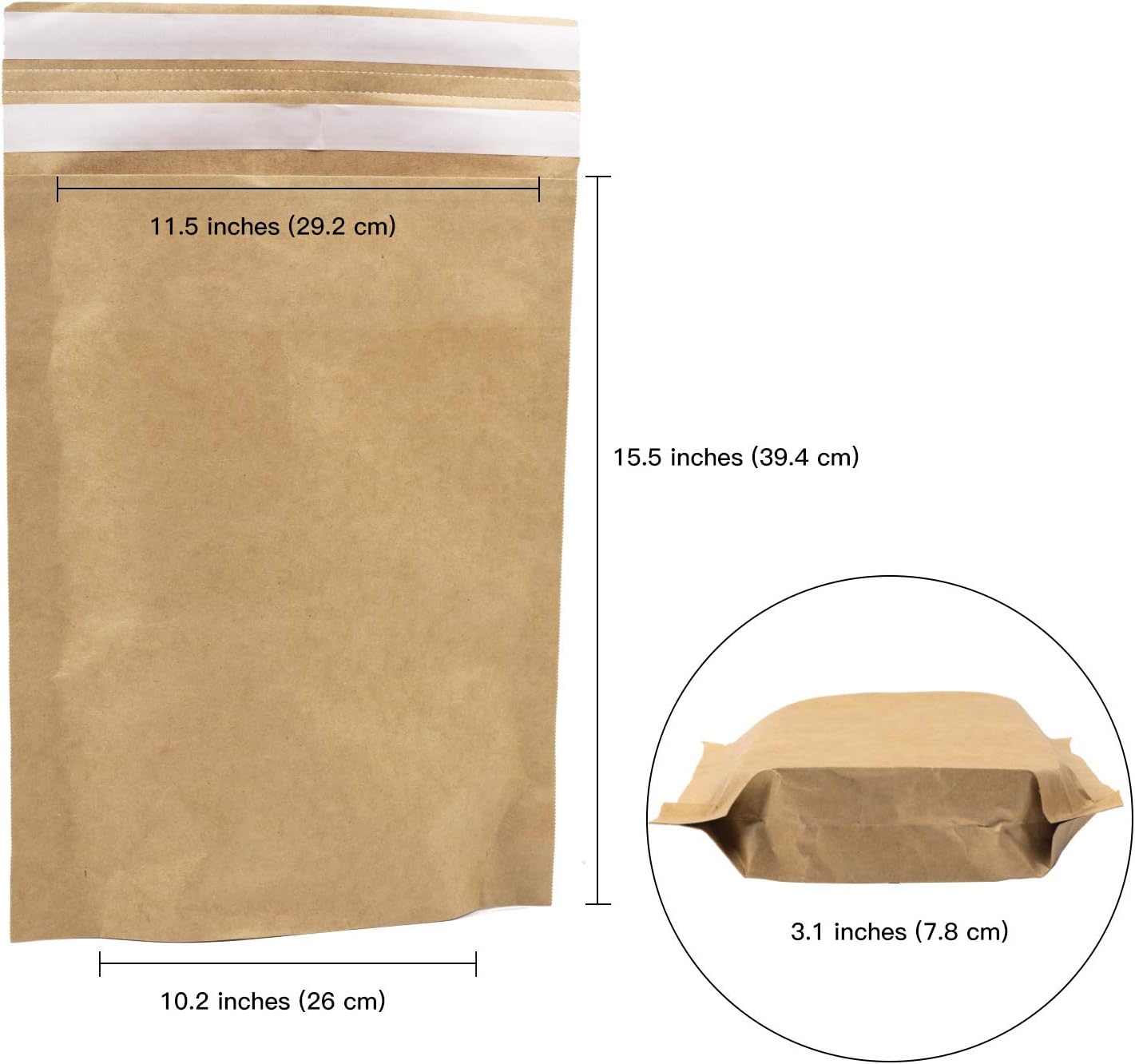 Kraft Paper Poly Envelopes Mailer, Self Seal Shipping Bags, 100% Recyclable, Reusable Packaging Great Idea for
