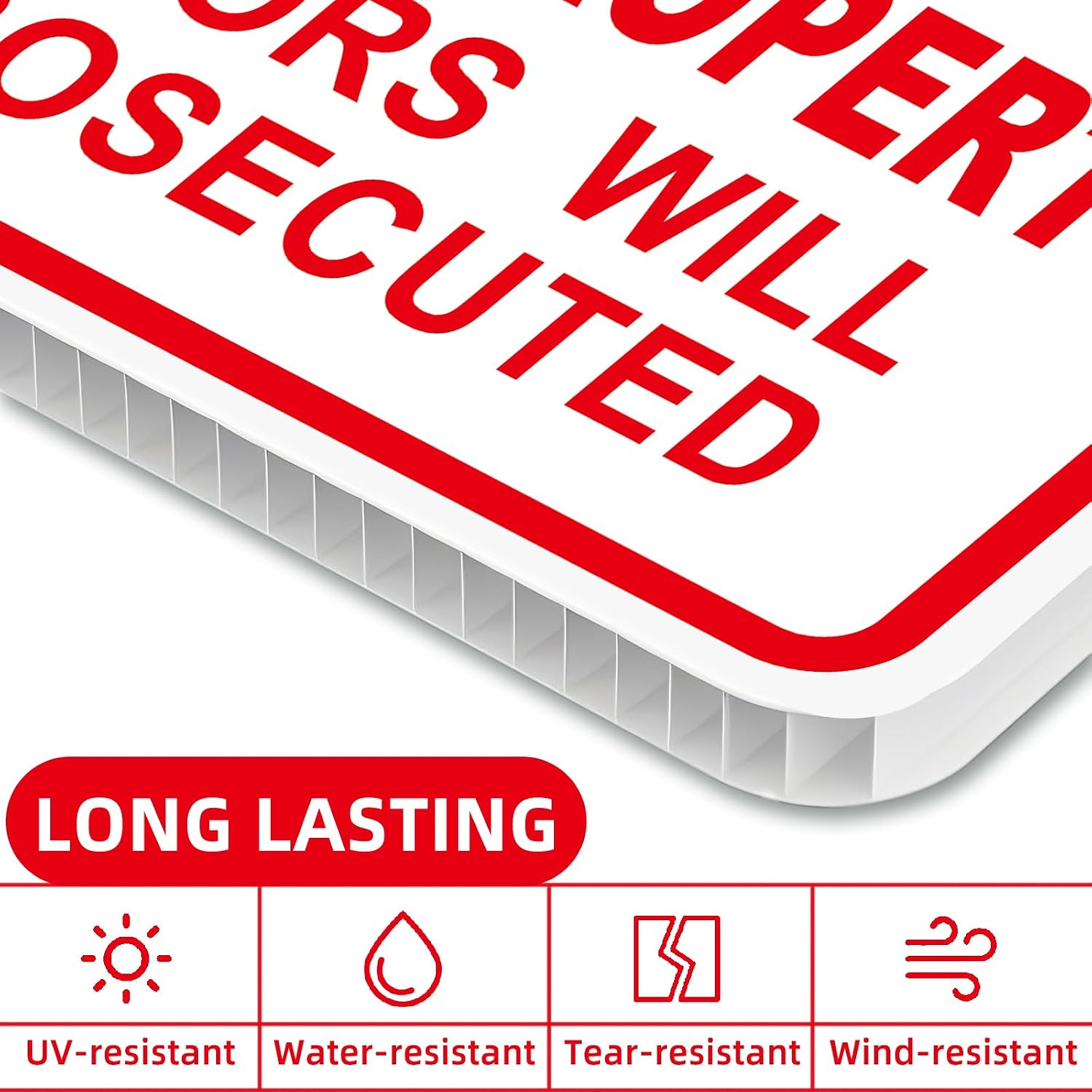 NO Trespassing Signs Private Property Video Surveillance Sign, Large 4-Pack 13"x10" Double-Sided Signs, Corrugated